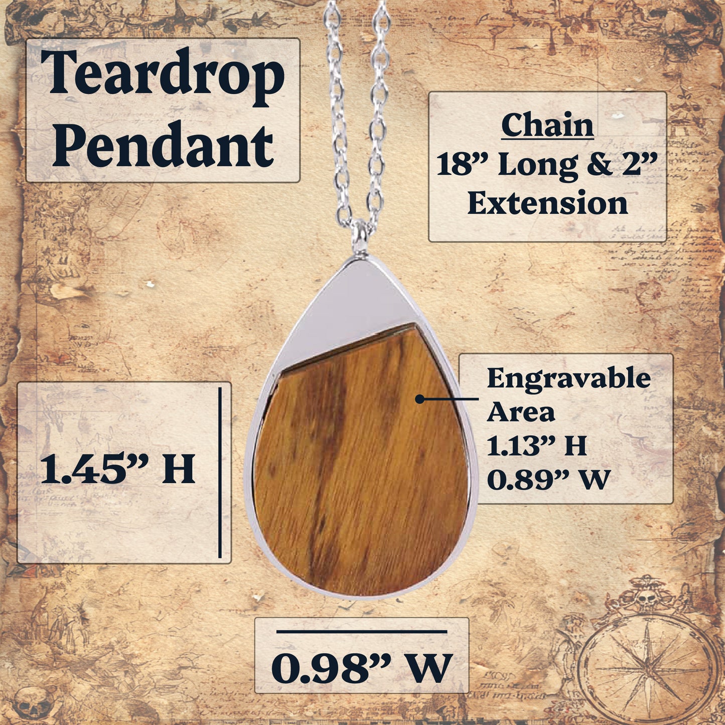Custom Engraved Teardrop Pendant