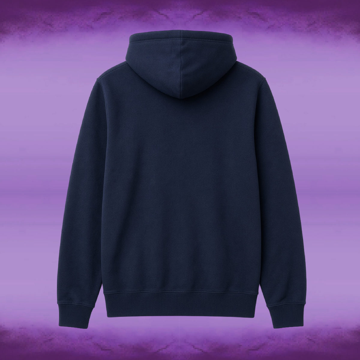 Back view of the navy Midnight Voyage pullover hoodie.
