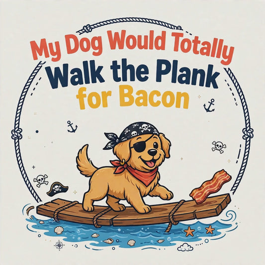 "My Dog Would Totally Walk The Plank For Bacon" customizable Funny Graphic Tee